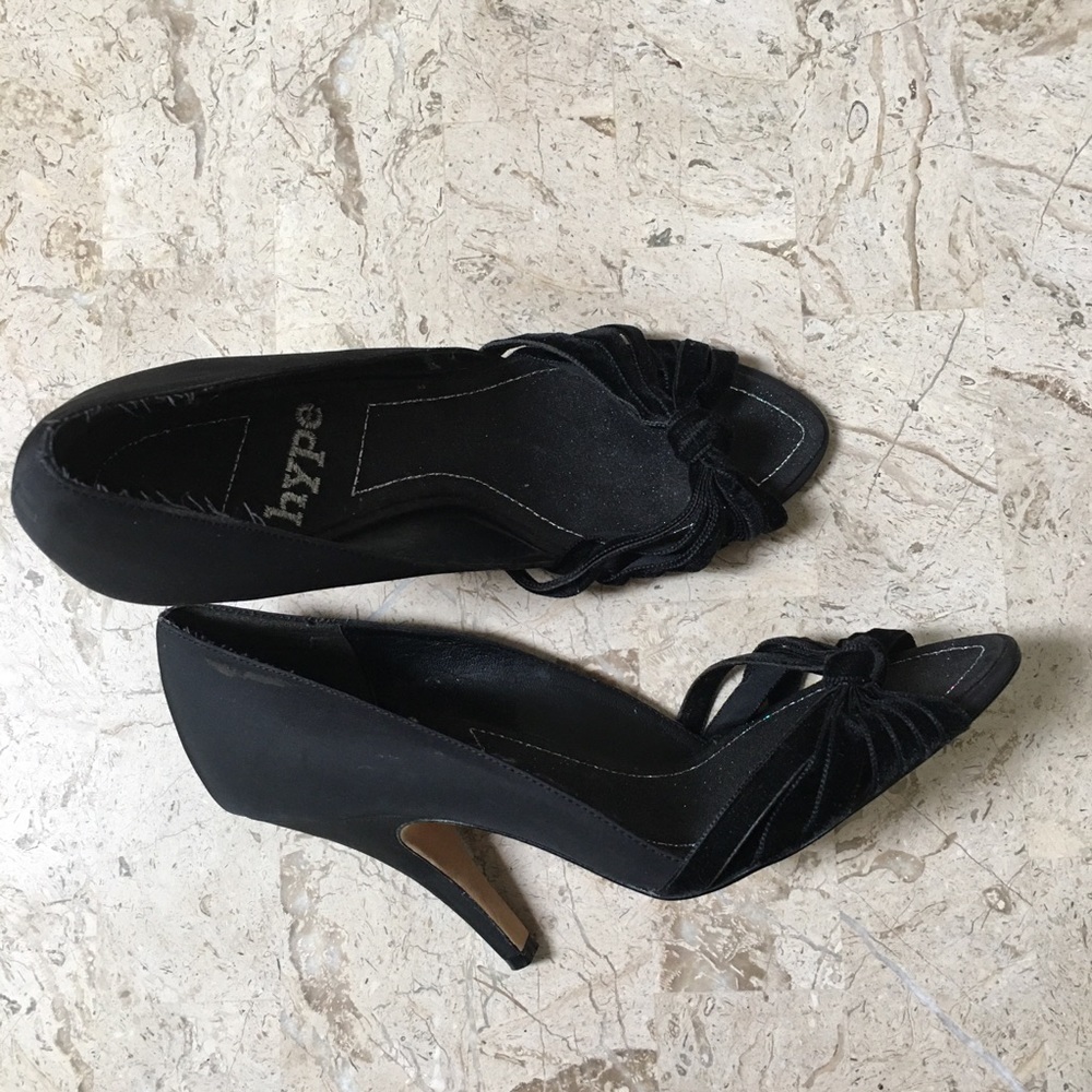 Elegant Evening Black Dress Pump Open Toe High Heel  by Hype Size 6.5
